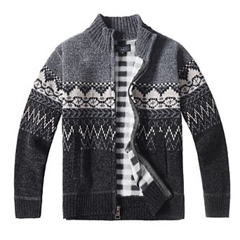 Gioberti Boy's Knitted Chenille Cardigan Sweater with Flannel Lining