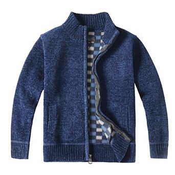 Gioberti Boy's Knitted Chenille Cardigan Sweater with Flannel Lining