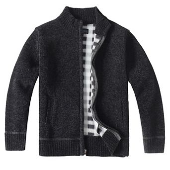 Gioberti Kid's Knitted Chenille Cardigan Sweater with Flannel Lining