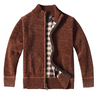Gioberti Kid's Knitted Chenille Cardigan Sweater with Flannel Lining