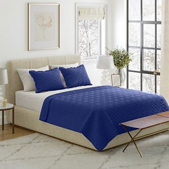 Lavish Home Diamond Embossed Microfiber Twin Quilt & Sham Set