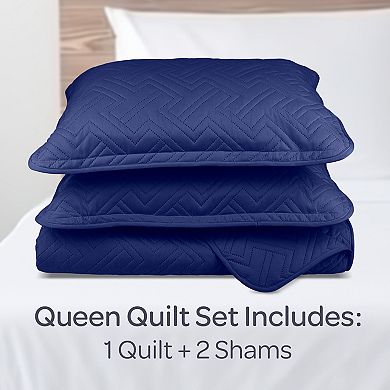 Lavish Home Diamond Embossed Microfiber Queen Quilt & Shams Set
