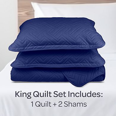 Lavish Home Diamond Embossed Microfiber King Quilt & Shams Set