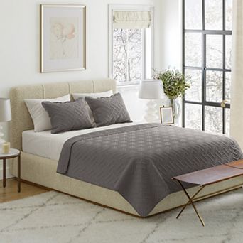 Lavish Home Diamond Embossed Microfiber King Quilt & Shams Set