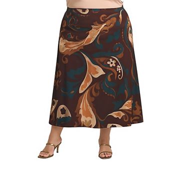 Plus Size 24Seven Comfort Apparel Elastic Waist Maxi Skirt
