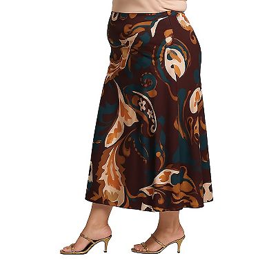 Plus Size 24Seven Comfort Apparel Elastic Waist Maxi Skirt
