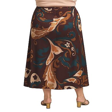 Plus Size 24Seven Comfort Apparel Elastic Waist Maxi Skirt