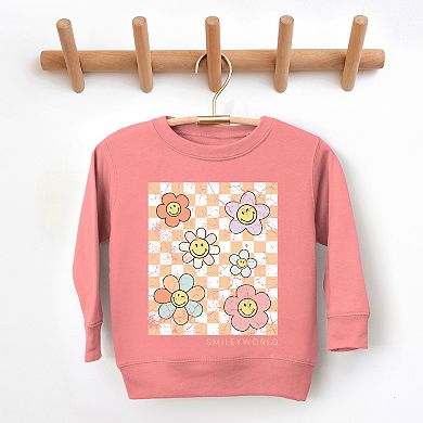 SmileyWorld Checkered Floral Distressed - Toddler Graphic Sweatshirt