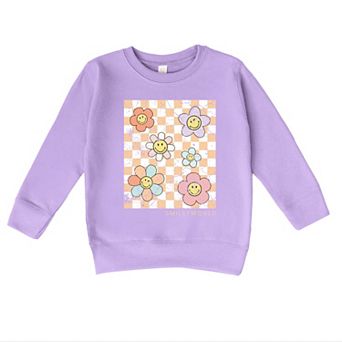 SmileyWorld Checkered Floral Distressed - Toddler Graphic Sweatshirt