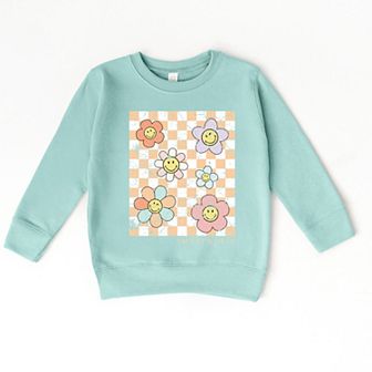 SmileyWorld Checkered Floral Distressed - Toddler Graphic Sweatshirt