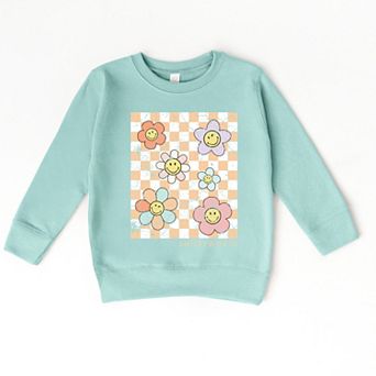 SmileyWorld Checkered Floral Distressed - Toddler Graphic Sweatshirt