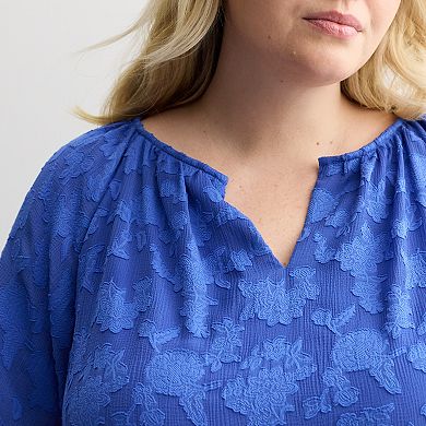 Plus Size Nine West Balloon Sleeve Pop Over