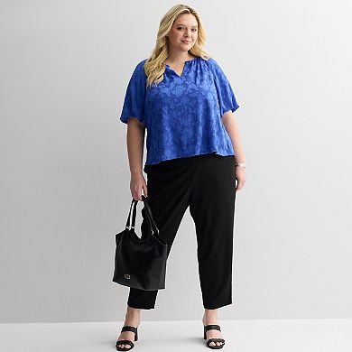 Plus Size Nine West Balloon Sleeve Pop Over