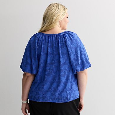 Plus Size Nine West Balloon Sleeve Pop Over