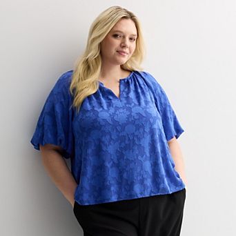 Plus Size Nine West Balloon Sleeve Pop Over