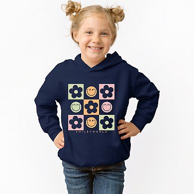 SmileyWorld Checkered Floral Smile - Toddler Hoodie