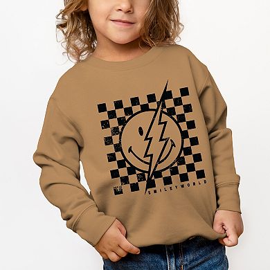 SmileyWorld Checkered Lightning Distressed - Toddler Graphic Sweatshirt