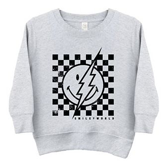 SmileyWorld Checkered Lightning Distressed - Toddler Graphic Sweatshirt