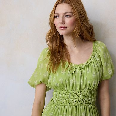 Women's LC Lauren Conrad Shirred Bodice Tea Length Dress