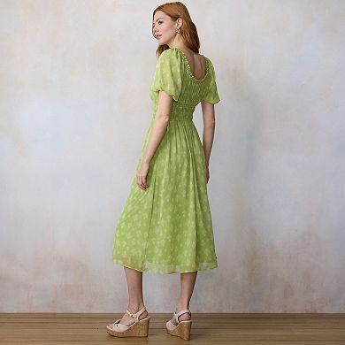 Women's LC Lauren Conrad Shirred Bodice Tea Length Dress