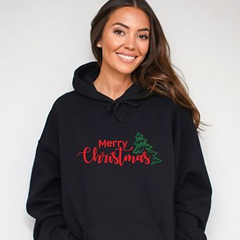 Merry Christmas Glitter Tree - Womens Hoodie