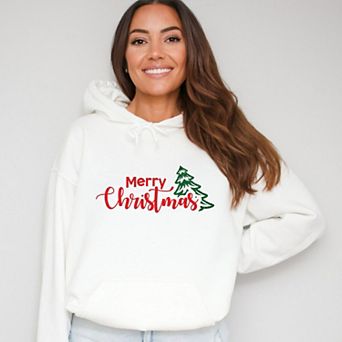 Merry Christmas Glitter Tree - Womens Hoodie