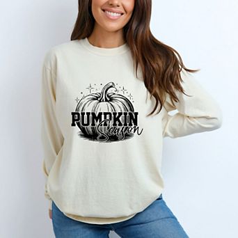 Pumpkin Season Sparkles Distressed - Women's Garment Dyed Long Sleeve Graphic T-Shirt