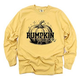 Pumpkin Season Sparkles Distressed - Women's Garment Dyed Long Sleeve Graphic T-Shirt