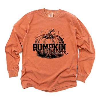 Pumpkin Season Sparkles Distressed - Women's Garment Dyed Long Sleeve Graphic T-Shirt