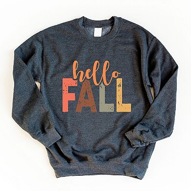 Hello Fall Cursive Block - Women's Graphic Sweatshirt