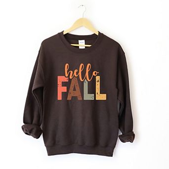 Hello Fall Cursive Block - Women's Graphic Sweatshirt