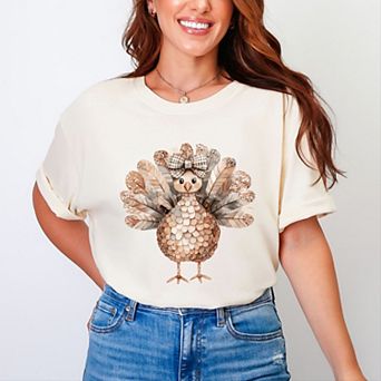 Sparkle Turkey - Women's Garment Dyed Graphic T-Shirt
