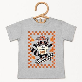 Happy Fall Racoon Skater - Toddler Short Sleeve Graphic T-Shirt