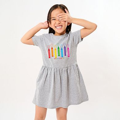 SmileyWorld Crayons Sketched - Toddler Graphic Dress