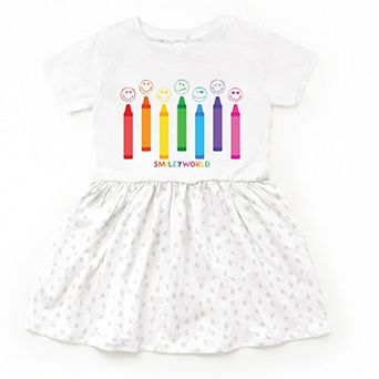 SmileyWorld Crayons Sketched - Toddler Graphic Dress