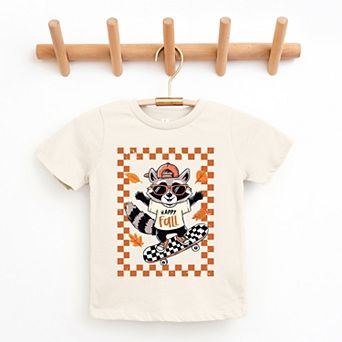 Happy Fall Racoon Skater - Youth Short Sleeve Graphic T-Shirt