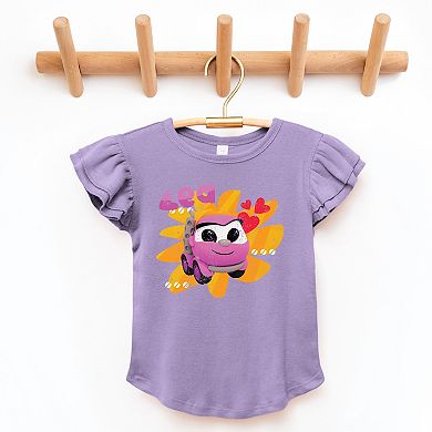 Leo the Truck Lea Name Distressed - Kids Flutter Sleeve Graphic T-Shirt