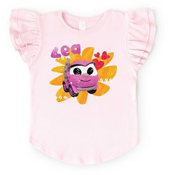 Leo the Truck Lea Name Distressed - Kids Flutter Sleeve Graphic T-Shirt