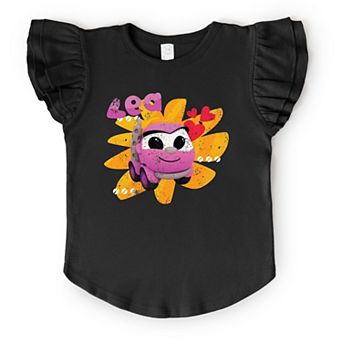 Leo the Truck Lea Name Distressed - Kids Flutter Sleeve Graphic T-Shirt