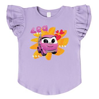 Leo the Truck Lea Name Distressed - Kids Flutter Sleeve Graphic T-Shirt