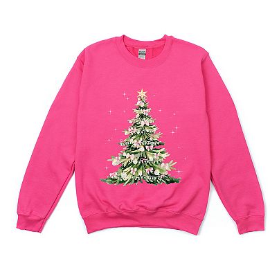 Watercolor Christmas Tree Sparkle - Womens Sweatshirt