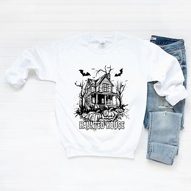 Haunted House Pumpkins And Bats - Sweatshirt