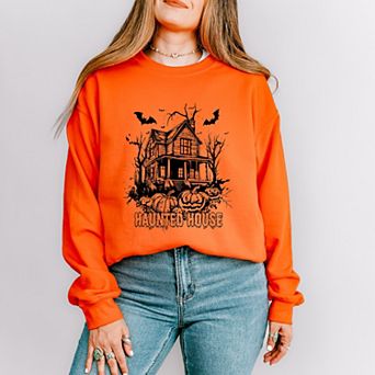 Haunted House Pumpkins And Bats - Sweatshirt