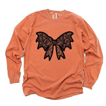 Lace Bow - Women's Garment Dyed Long Sleeve Graphic T-Shirt