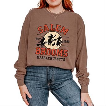 Salem Brooms Massachusetts - Women's Garment Dyed Long Sleeve Graphic T-Shirt