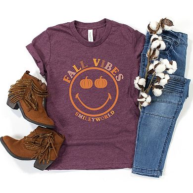 SmileyWorld Fall Vibes - Youth Short Sleeve Graphic T-Shirt