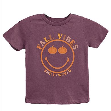 SmileyWorld Fall Vibes - Youth Short Sleeve Graphic T-Shirt