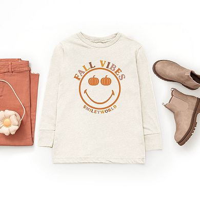 SmileyWorld Fall Vibes - Youth Long Sleeve Graphic T-Shirt