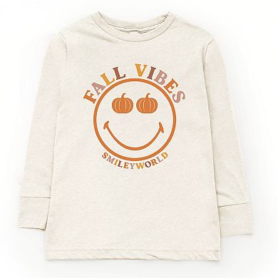 SmileyWorld Fall Vibes - Youth Long Sleeve Graphic T-Shirt