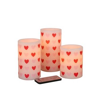 Fitz & Floyd Heart 3 pc LED Pillar Candle Set